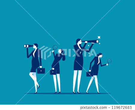 Search opportunity, finding new job, inspection or research, SEO or analyze for optimization, inspect or looking for future, career development concept, business people with binoculars, telescope. Search opportunity, finding new job, inspection or research, SEO or analyze for optimization, inspect or looking for future, career development concept, business people with binoculars, telescope. 119672683