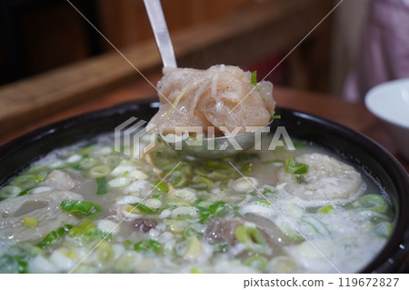 Ox Knee Soup is a Korean tradition soup dish made with ox knee Ox Knee Soup is a Korean tradition soup dish made with ox knee 119672827