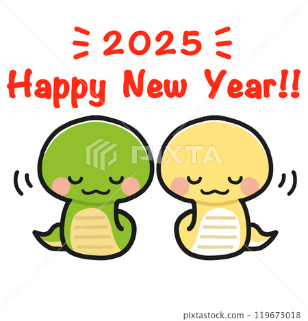 蛇年賀年卡材料：兩條弓蛇 119673018