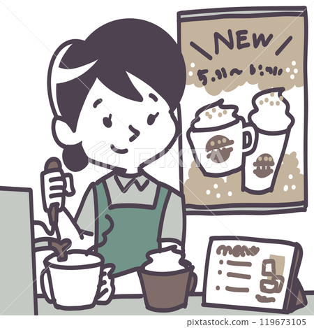 咖啡館員工練習創建新菜單項目 119673105