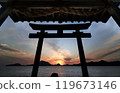 Torii of Japanese shrine 119673146