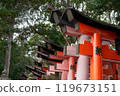 Red torii gate of a Japanese shrine 119673151