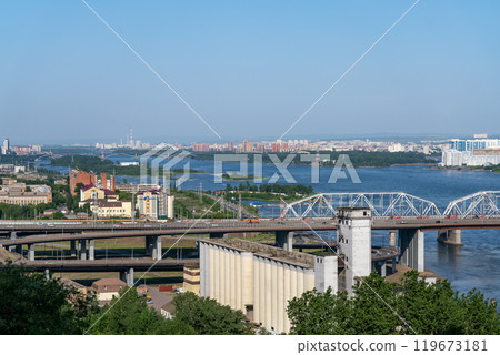 Bridge over a river in a provincial town. 119673181