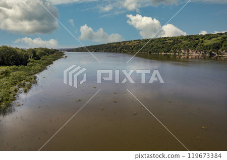River Dniester landscape in Ukraine. River Dniester landscape in Ukraine. 119673384