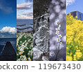 Collage photos of the four seasons of Japan, beautiful Japanese scenery 119673430
