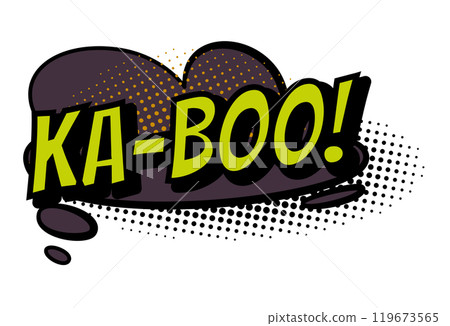 Comics book speech bubble. Colored hand drawn retro cartoon sticker. Comic text sound effects in pop art style. Funny design vector symbol 119673565