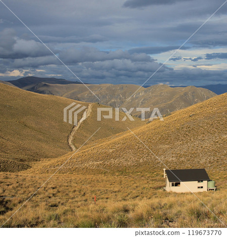 Shelter hut at the Breast Hill track, New Zealand. Shelter hut at the Breast Hill track, New Zealand. 119673770