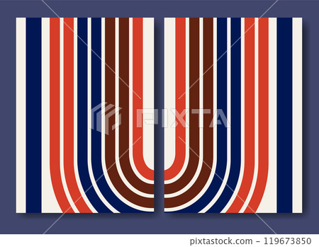 Set of abstract modern art backgrounds with simple geometric shapes of lines. Retro collection design 119673850