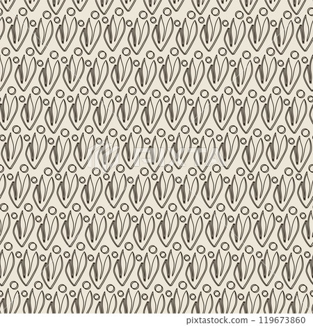 Black beige seamless pattern with line plants. Vector floral background Black beige seamless pattern with line plants. Vector floral background 119673860