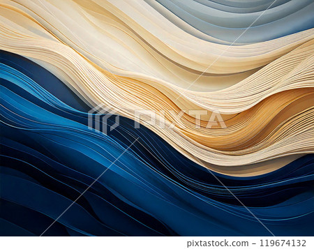 Blue and gold wave 119674132