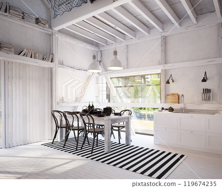 country kitchen interior. 119674235