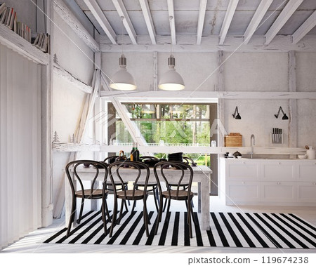 country kitchen interior. 119674238