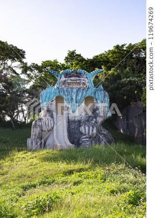 Shisa slide at Shisa Park in Yaese Town, Okinawa Prefecture Shisa slide at Shisa Park in Yaese Town, Okinawa Prefecture 119674269