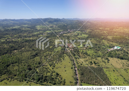 Green landscape with small town Green landscape with small town 119674720