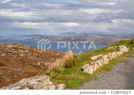View over the Cliffs of Horn Head in County Donegal in Ireland 119674825