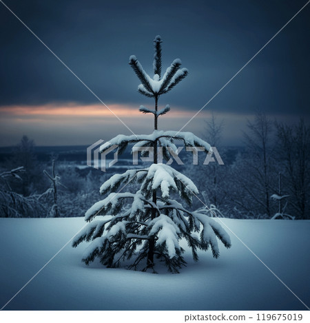 埋在雪中的樅樹 119675019