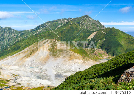 從北阿爾卑斯禦庫裡池溫泉眺望地獄谷與奧田日山 攀登劍岳 119675310