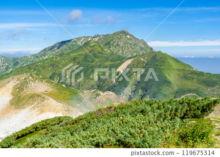 Mount Okudainichi seen from Enmadai (Jigokudani Observatory) Climbing Mount Tsurugi in the Northern Alps Mount Okudainichi seen from Enmadai (Jigokudani Observatory) Climbing Mount Tsurugi in the Northern Alps 119675314