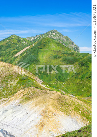 從雷鳥澤營地下山看到的奧大日山，攀登北阿爾卑斯山劍岳 119675321