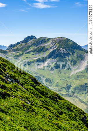 View of Mount Jodo and Mount Ryuo from Betsuyama Norikoshi Climbing Mount Tsurugi in the Northern Alps 119675333