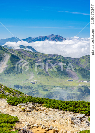 攀登劍嶽山，從北阿爾卑斯鶴禦前山眺望藥師山 119675347