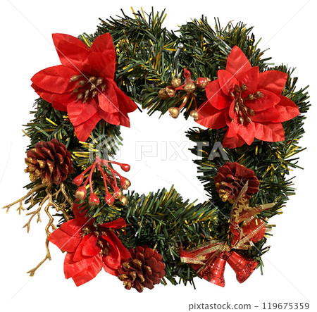 Floral Christmas wreath - white background Floral Christmas wreath - white background 119675359
