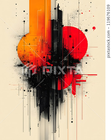 High-energy design with sharp typography and dynamic elements for product promotion 119676109