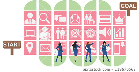 實現目標的路線圖插圖 119676562