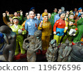 Ceramic dolls from the Cultural Revolution, including those of Mao Zedong and Red Guards, on sale in large quantities at the Dongtai Road Antique Market in Shanghai, China. 119676596