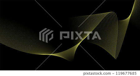 flowing lines in yellow, creating dynamic patterns against a black background. Vector illustration flowing lines in yellow, creating dynamic patterns against a black background. Vector illustration 119677685