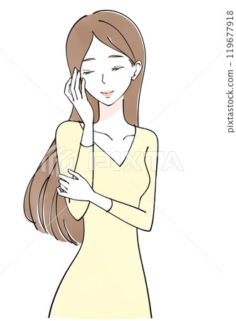Illustration of a beautiful long-haired woman 119677918