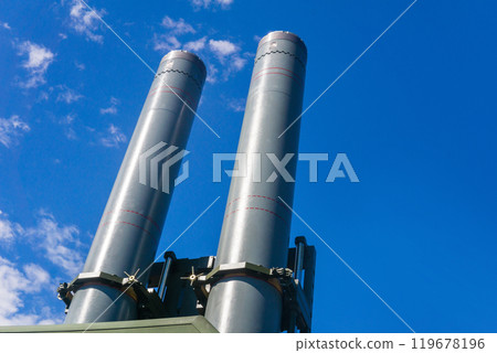 anti-aircraft missile launcher against the sky 119678196