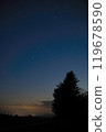 Majestic night sky with stars over a tranquil forest landscape 119678590