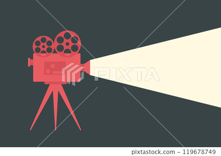 Retro movie video camera with light. Movie concept. Vector illustration Retro movie video camera with light. Movie concept. Vector illustration 119678749