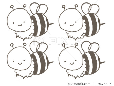 Cute flying bee character line drawing 119678806
