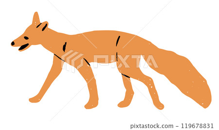 Cute Cartoon Sneaking While Hunting Fox Vector Illustration Isolated on White Background 119678831