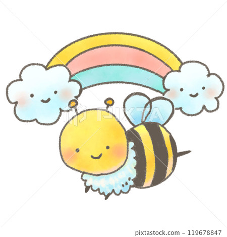 A cute bee character flying happily 119678847