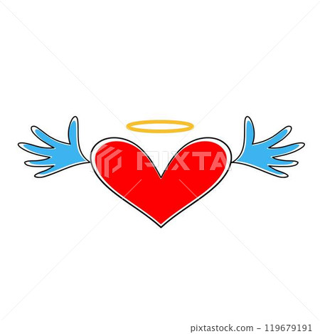 Heart icon vector. Heart with wings and halo isolated on white background. Heart symbol of Valentine's day. 119679191