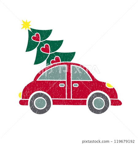 Vector illustration Christmas car. Merry christmas greeting card. Vector illustration Christmas car. Merry christmas greeting card. 119679192