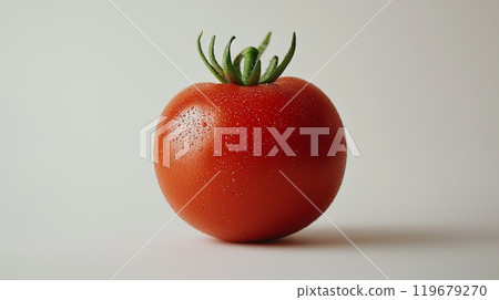 Fresh red tomato with water droplets close-up 119679270