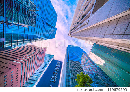 Tokyo cityscape in Japan in October. Otemachi 1-chome. View of the Keidanren Kaikan building and the Otemachi office buildings (27th) 119679293
