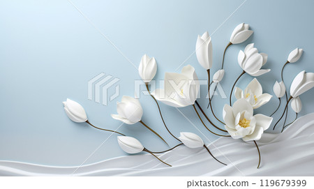 Festive background with white delicate flowers Festive background with white delicate flowers 119679399