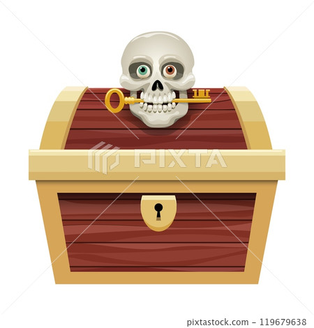 Chest box and skull with key 119679638