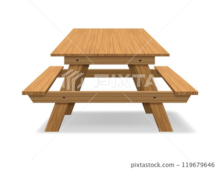 3D wooden picnic table 3D wooden picnic table 119679646