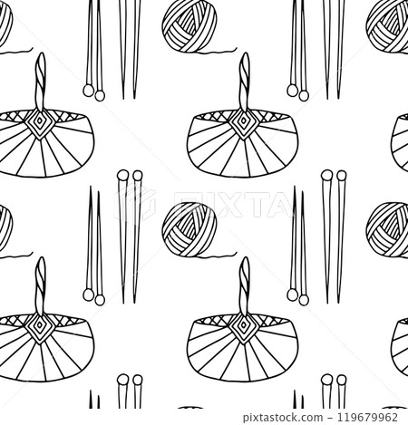 Knit spoke basket needlework doodle pattern vector Knit spoke basket needlework doodle pattern vector 119679962