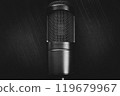 Close-Up of Professional Microphone on Dark Background 119679967