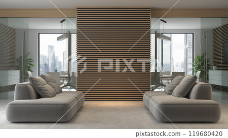 Modern style conceptual reception interior room 3d illustration Modern style conceptual reception interior room 3d illustration 119680420
