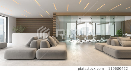 Modern style conceptual reception interior room 3d illustration 119680422