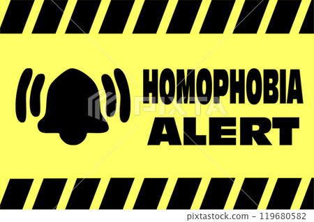 Illustration of a danger and warning sign about homophobia Illustration of a danger and warning sign about homophobia 119680582
