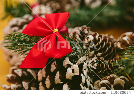 toy snowman with red hearts 119680654